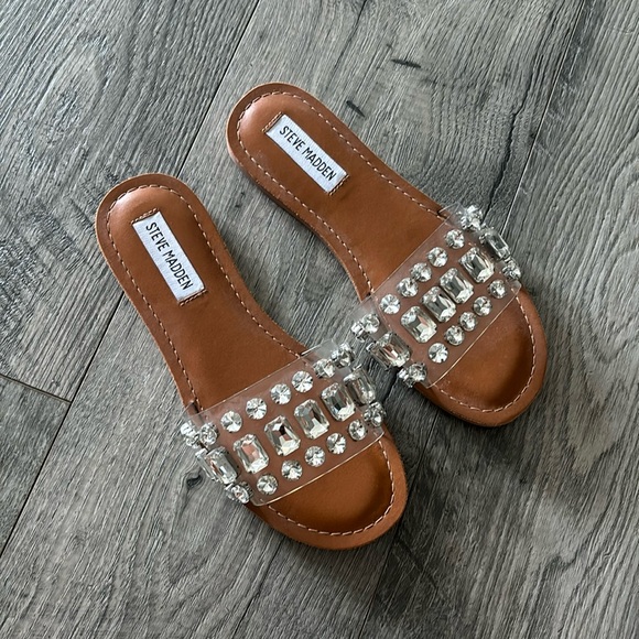 Steve Madden Rhinestone Slip On Sandals - Picture 1 of 3